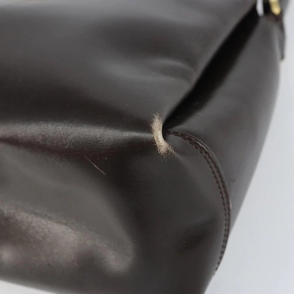 GUCCI Hand Bag Leather Dark Brown Gold - Picture 12 of 15